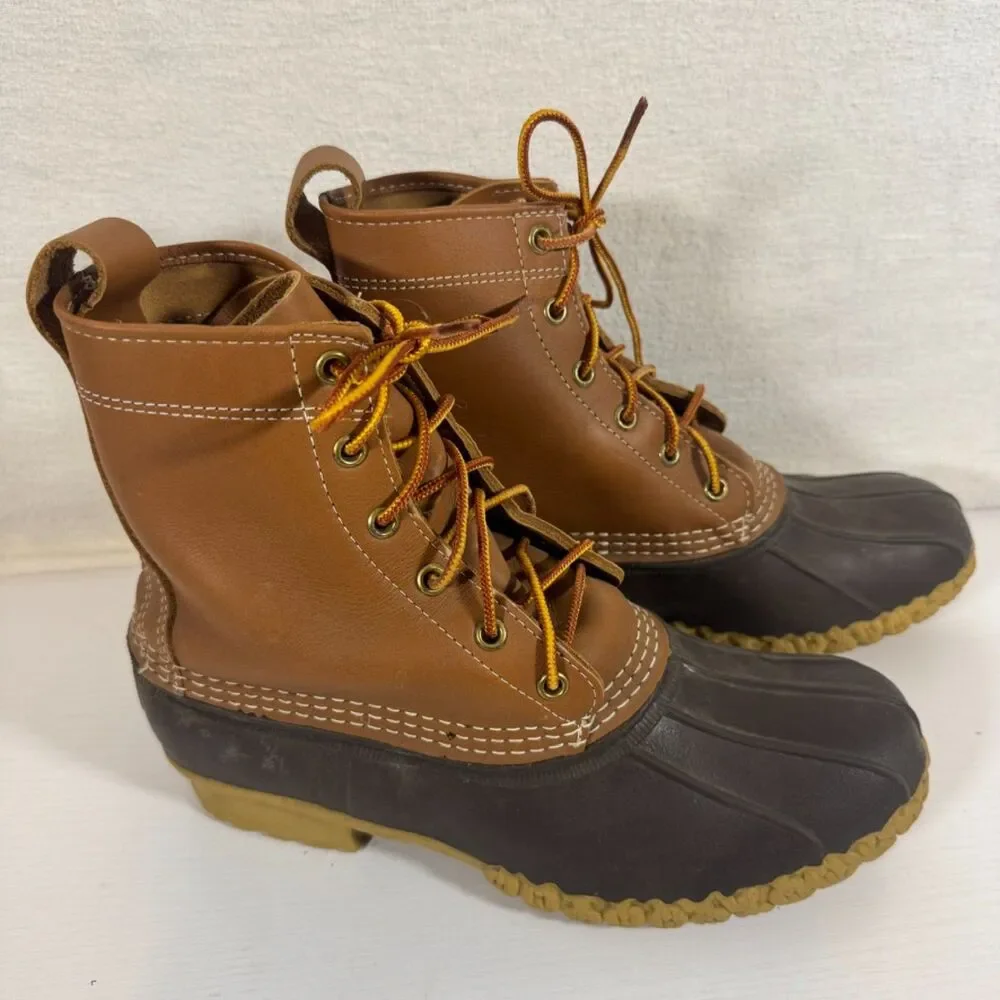 L.L. Bean Duck Boots Men's Size 9 M Tan Brown Leather 8
